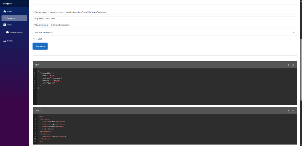 User Interface of flow